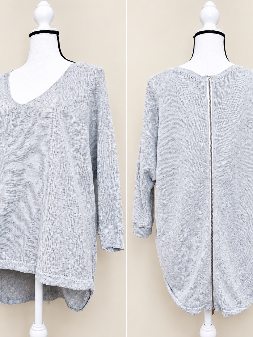 New$57/Express/Women’s/Sweater/Gray Silver Sparkle/Zipper Back/Sz.Large/